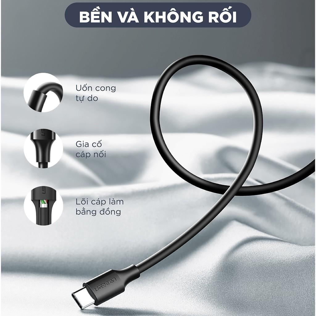 Cáp sạc nhanh UGREEN US287 USB 2.0 sang USB Type-C, điện áp 3A, độ dài từ 0.25m đến 2m  - Hàng chính hãng