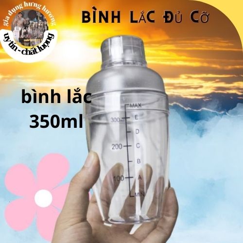 Bình lắc Shaker pha chế nhựa chia vạch đen 500ml, dụng cụ pha chế