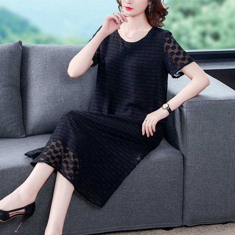 Váy Đầm Đen Trung Niên Dự Tiệc Sang Chảnh VH68 - Hàng Quảng Châu Cao Cấp