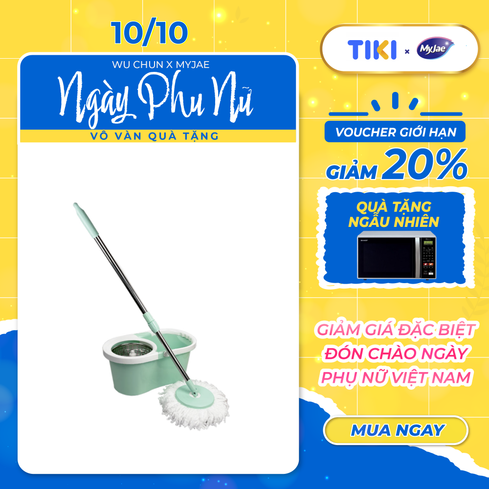 Bộ Lau Nhà MyJae Sợi Microfiber Xoay 360 Độ Thông Minh, Lau Sạch Nhanh Khô 134cm