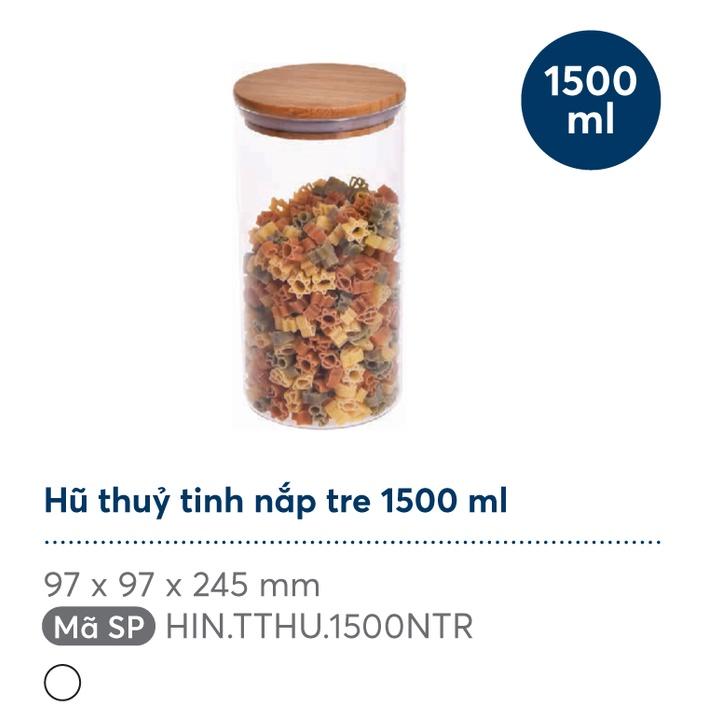 Hũ thuỷ tinh nắp tre Nikko (500 - 1000 - 1500)ml - Hàng chính hãng INOCHI – Tiêu chuẩn nhật bản