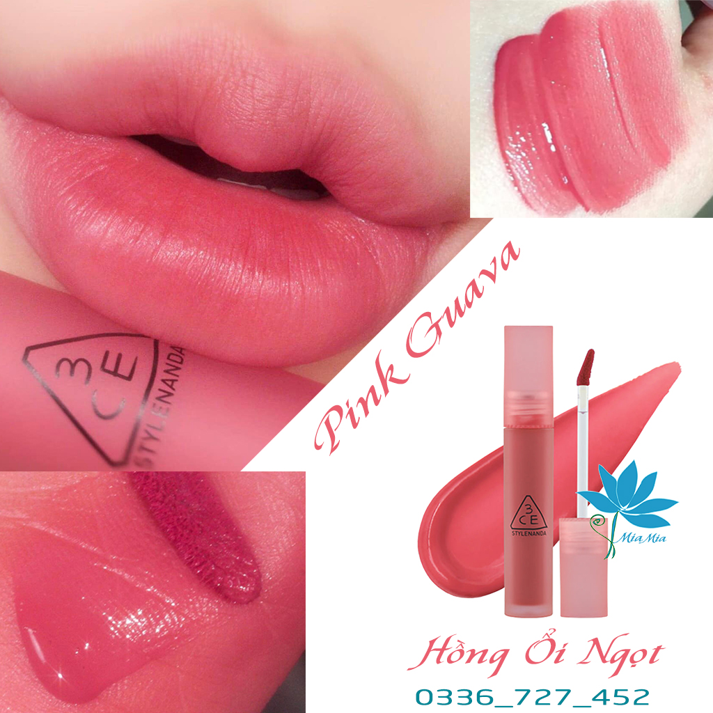 Son 3CE Blur Water Tint Pink Guava – Màu Hồng Ngọt Đáng Yêu Lâu Trôi Mềm Mịn [CHÍNH HÃNG]