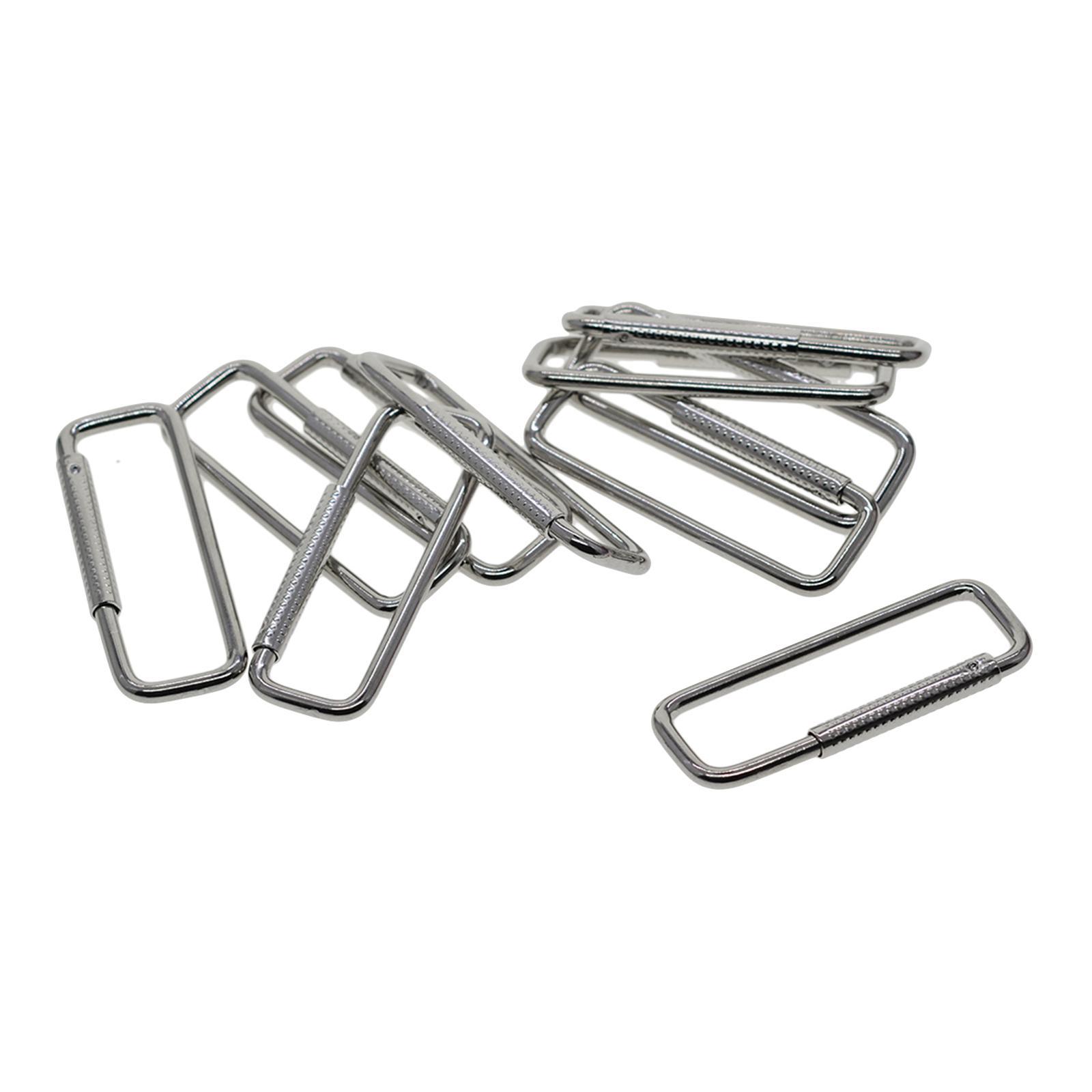 10Pcs Rectangle Carabiner Clips Hook Portable Durable Multifunctional Metal Sturdy DIY Keychain Clips Spring Buckle for Outdoor Indoor Bags