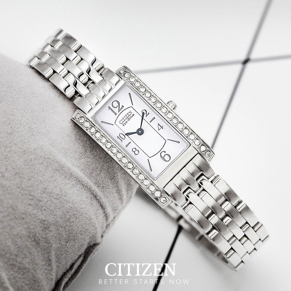 Đồng Hồ Nữ Citizen Đính Đá Swarovski Dây Thép Không Gỉ EG2025-75A - Mặt Trắng