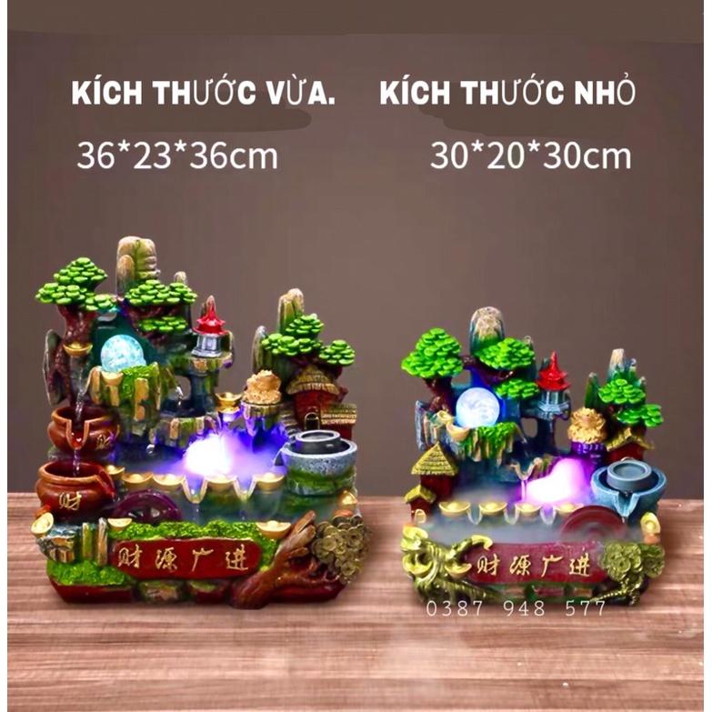 Thác nước phong thuỷ để bàn và đài phun nước,tiểu cảnh hòn non bộ bể cá mini sáng tạo bánh xe phong thuỷ cỡ lớn 36 cm