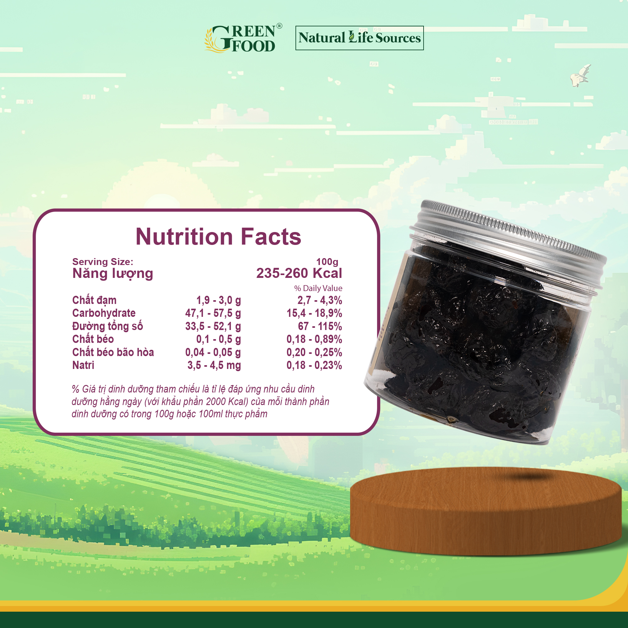 Mận Khô Chile Kích Cỡ Medium Dried Prunes Just Snack GREEN FOOD Hộp 250g - ăn vặt khỏe mạnh, không thêm đường, nhập khẩu chính hãng từ Chi-lê.