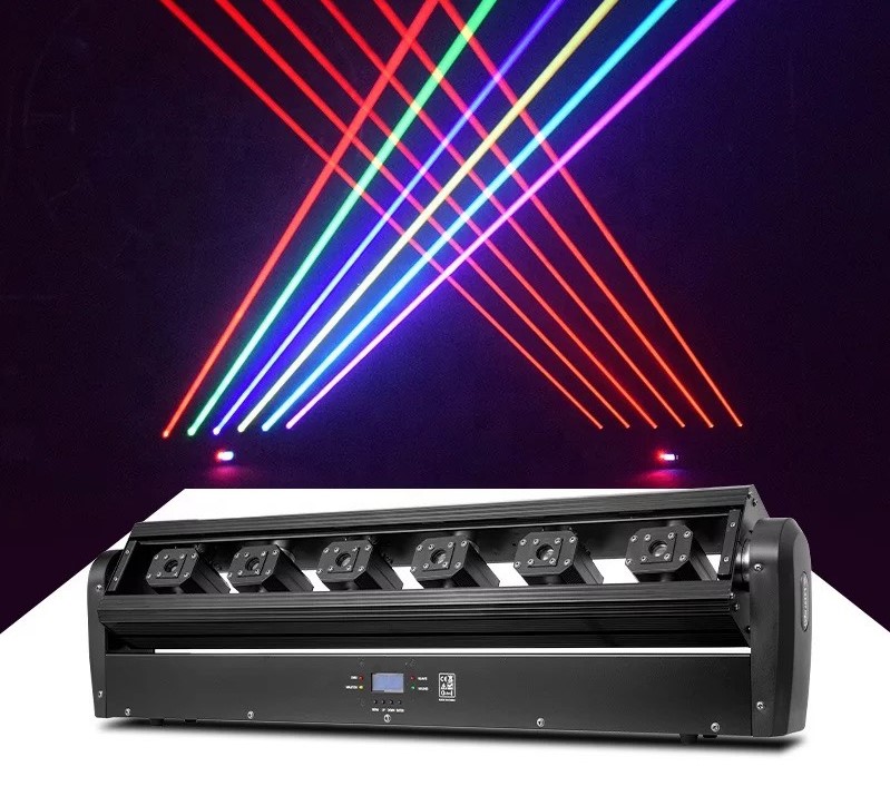 ĐÈN MOVING LASER 6 ĐẦU ĐỘC LẬP FULL RGB -  THÍCH HỢP DÙNG TRONG QUÁN DISCO BAR , DJ [GTP]