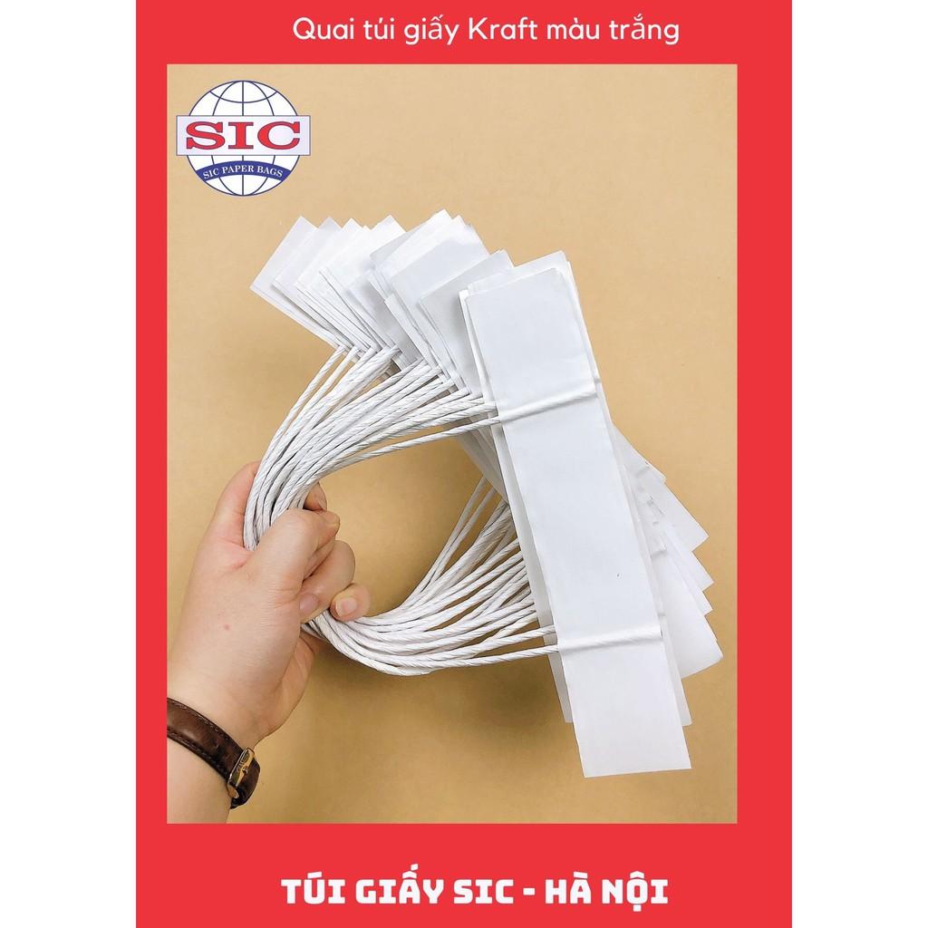 QUAI TÚI GIẤY KRAFT MÀU TRẮNG (ẢNH THẬT)