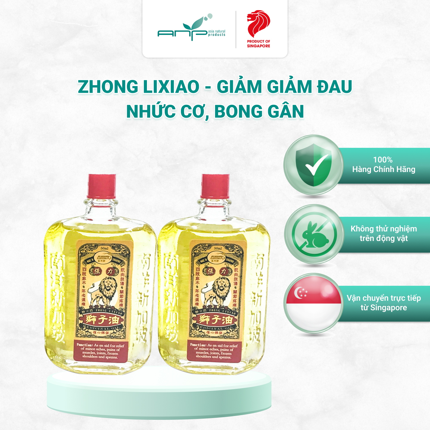 Combo 2 Dầu Xoa Bóp Hỗ Trợ Giảm Đau Nhức Cơ Zhong Lixiao ANP 50ml Được Điều Chế Từ Các Thành Phần Tự Nhiên Giúp Giảm Đau Khớp Và Bong Gân