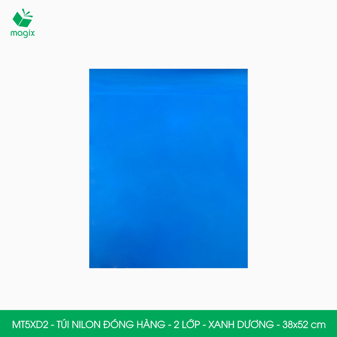 MT5XD2 - 38x52 cm - Combo 100 túi nilon niêm phong đóng hàng 2 lớp - Xanh dương