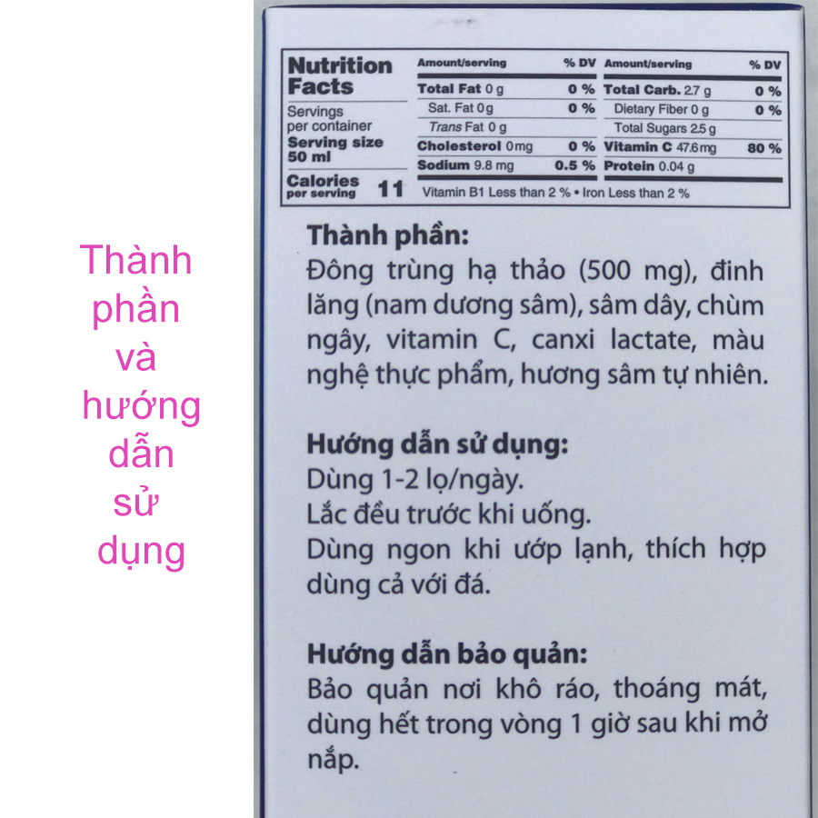 Thực phẩm chức năng - Tăng lực nhanh - Đông trùng hạ thảo Hector Sâm (Combo 2 hộp 20 chai) Dạng Nước, Uống Trực Tiếp, Tăng Cường Sinh Lý Nam Nữ, Phục Hồi Sức Khỏe, Nam, Nữ, Người Lớn Tuổi Đều Dùng Được (50ml/chai)