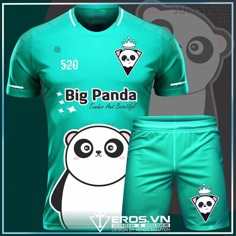 Áo Đá Banh Dễ Thương Kute Big Panda Xanh Ngọc-Bộ Quần Áo Bóng Đá Nam Nữ Mới Nhất