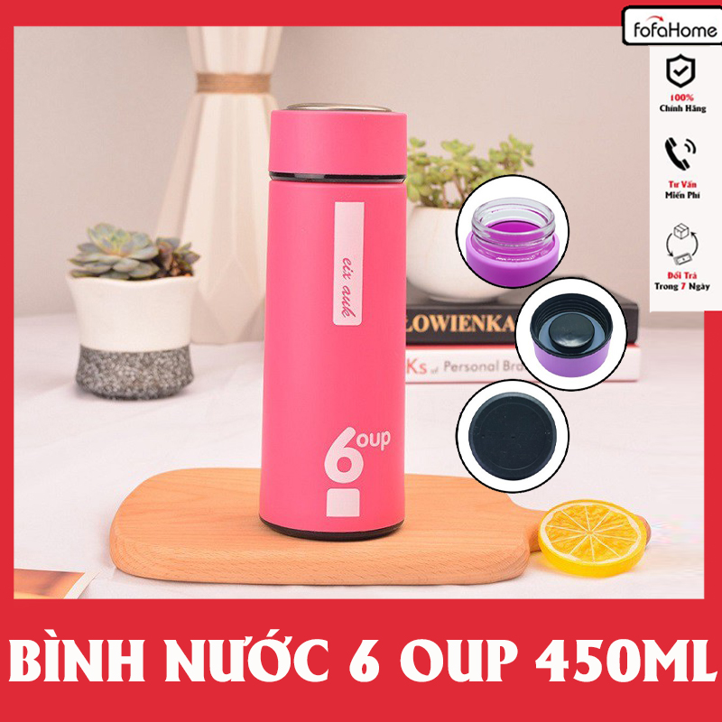 Bình Giữ Nhiệt 6 Oup Lõi Thuỷ Tinh Nắp Inox - Bình Nước Giữ Nhiệt 450ML - Giao Màu Ngẫu Nhiên