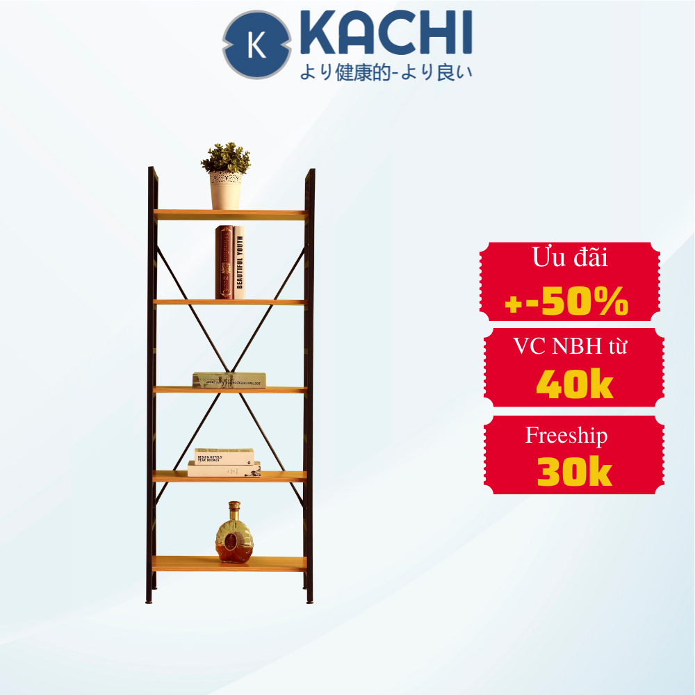 Kệ Gỗ Chân Sắt 5 Tầng Kachi MK245 (60 × 156.5CM)