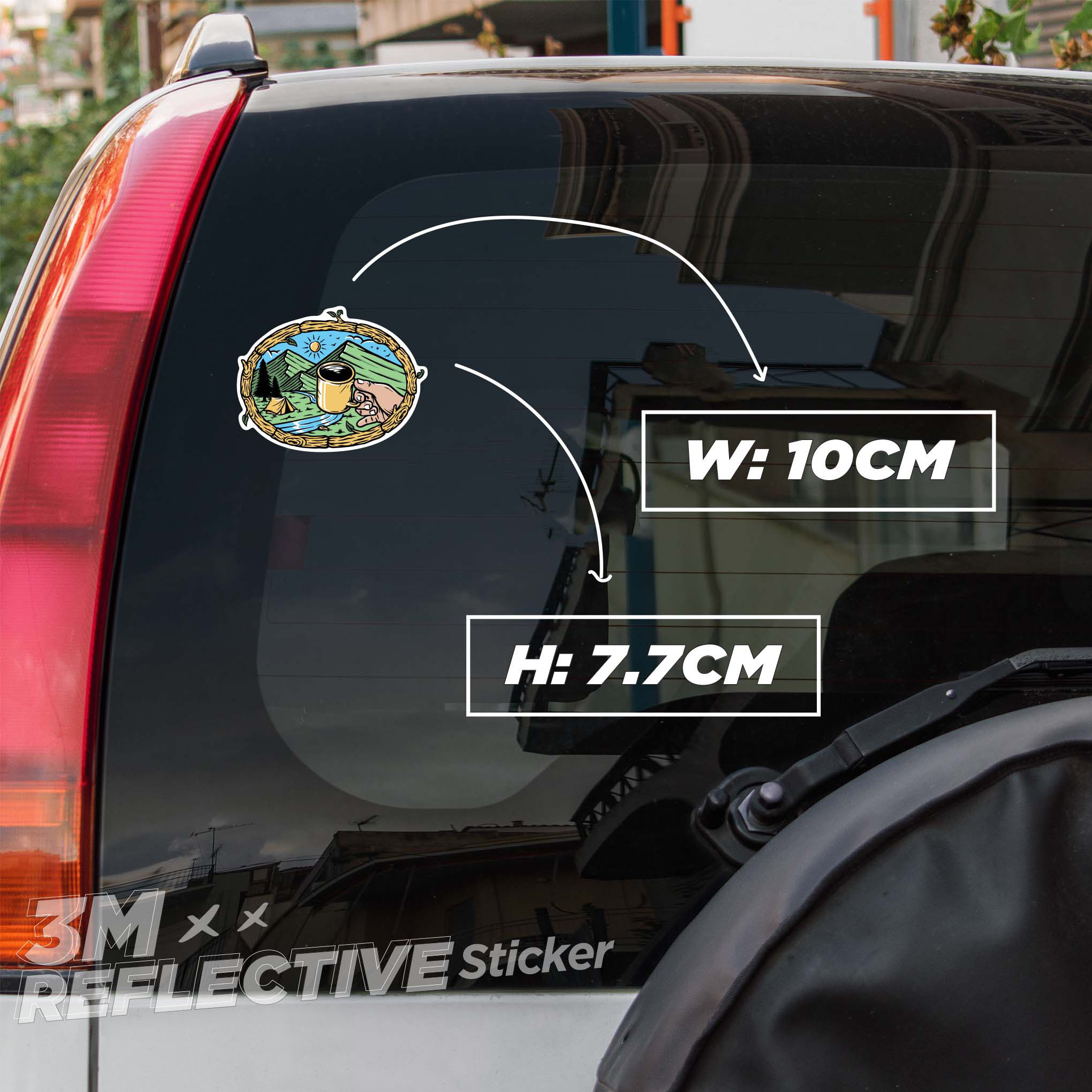 ENJOYING COFFEE IN THE MOUNTAINS 3M - Reflective Sticker Die-cut Hình dán phản quang STICKER FACTORY