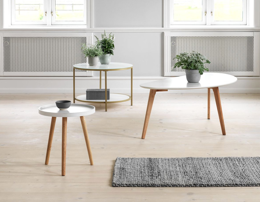 Bàn cafe | JYSK Gadevang | kính cường lực/kim loại | trắng/vàng | DK65xC45cm