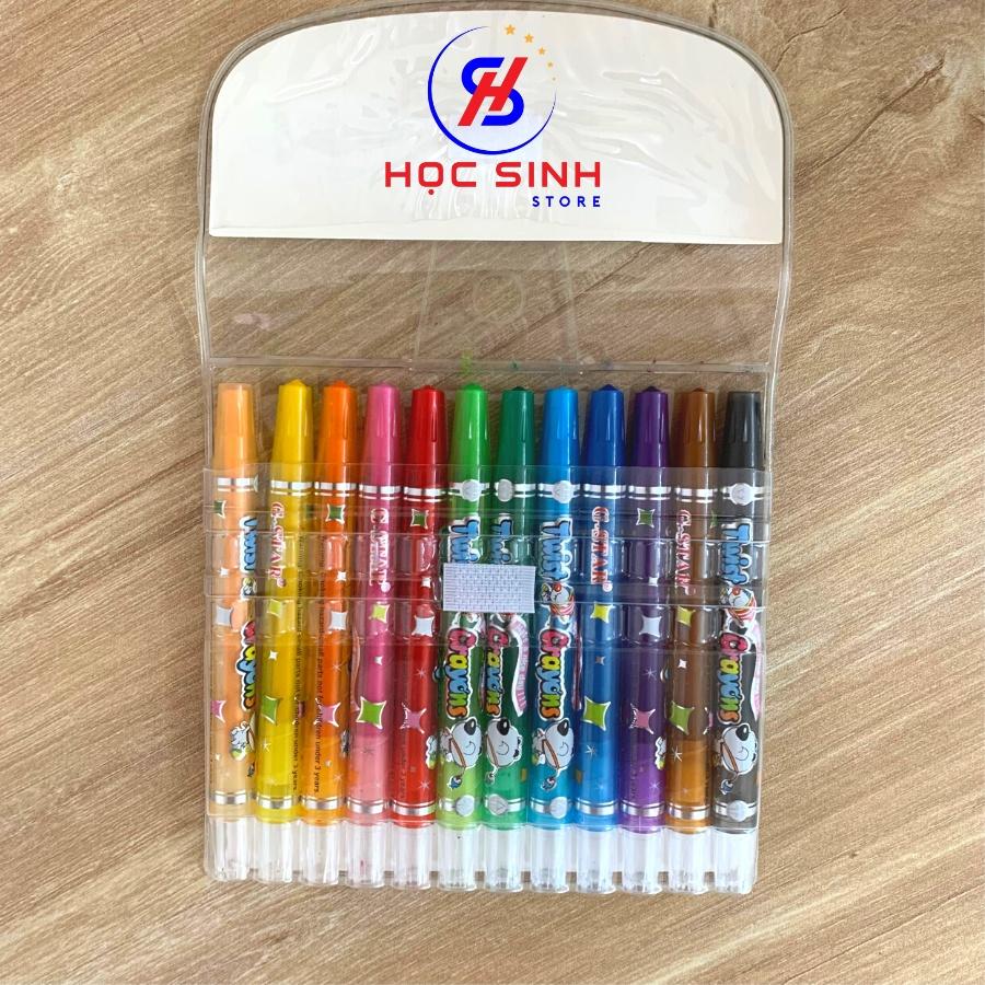Vỉ 12 Cây Bút Sáp Tô Màu Dạng Vặn Gstar GS906 - 12N Thân ngắn 11.3cm