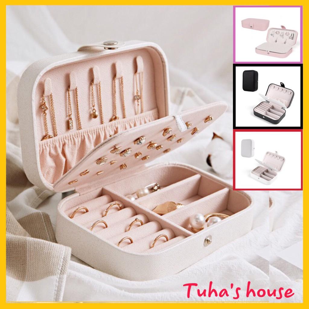 Hộp đựng trang sức bọc da sang trọng, Hộp đựng nữ trang đựng nhẫn, khuyên tai và các loại trang sức tiện lợi