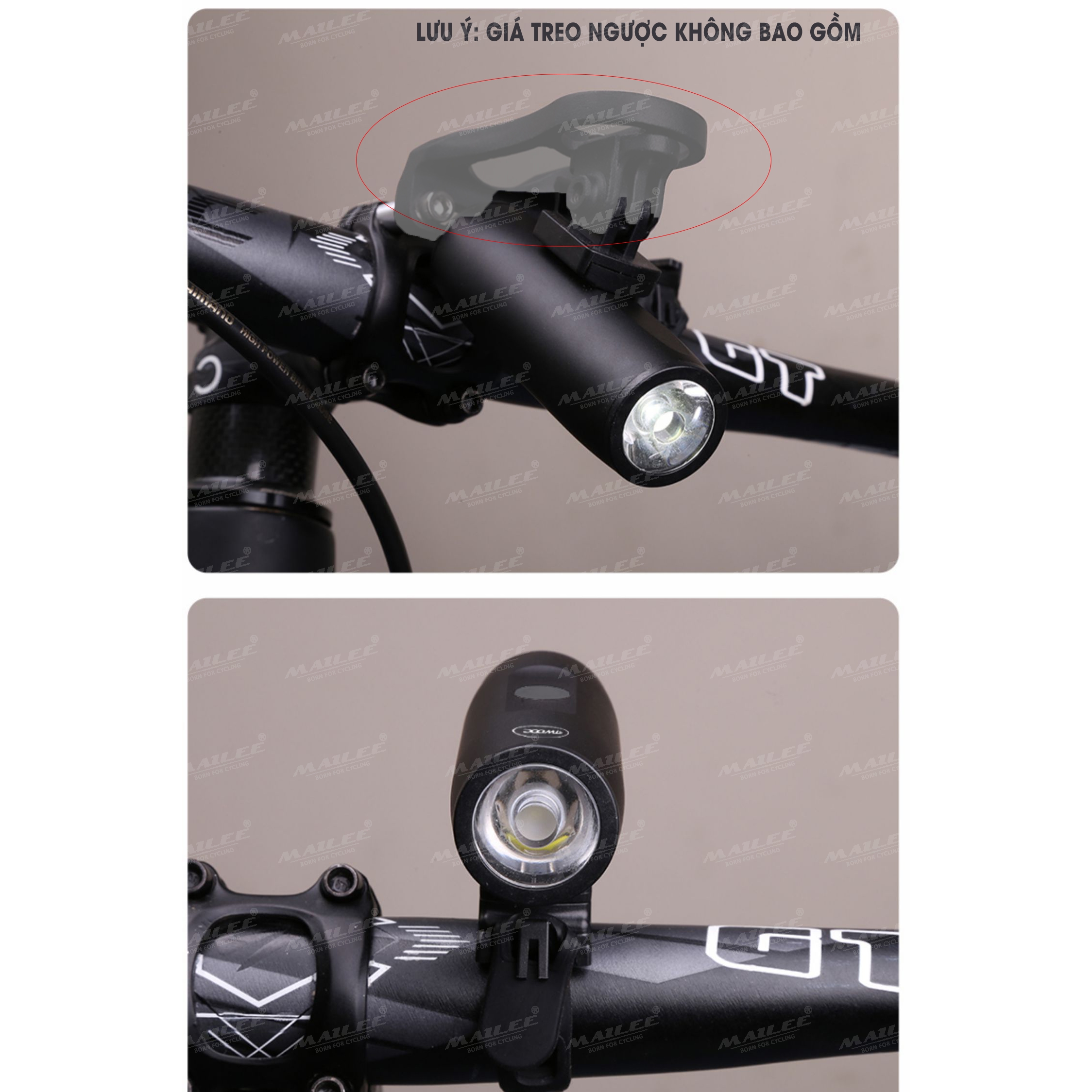 Đèn Xe đạp TX300 300 lumens chiếu sáng mạnh chất liệu Nhôm, sạc USB 2200mAh đi đêm chiếu sáng TW (không kèm pát treo ngược) - Mai Lee