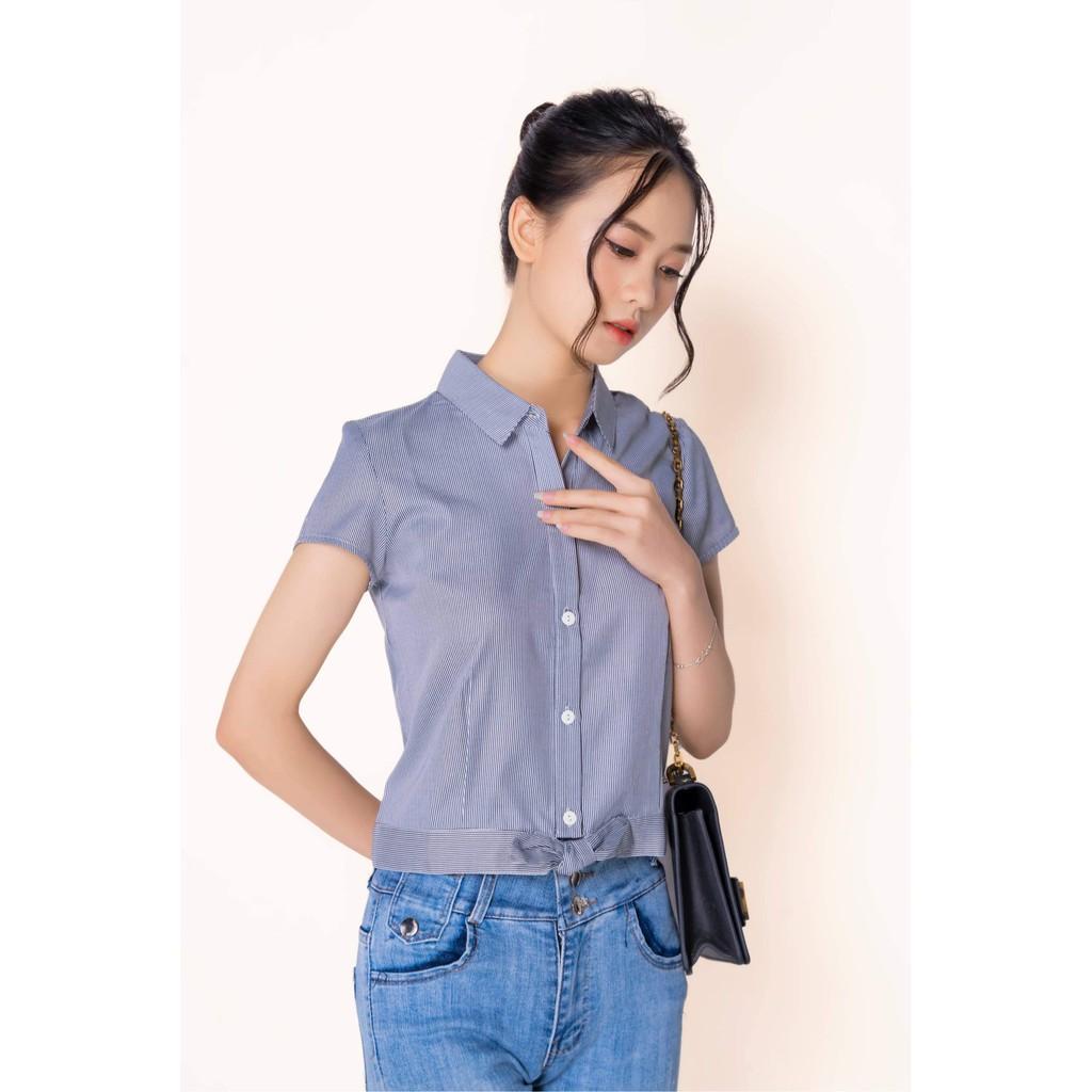 Áo sơ mi kiểu nữ thắt nơ eo TKFASHION SMK263
