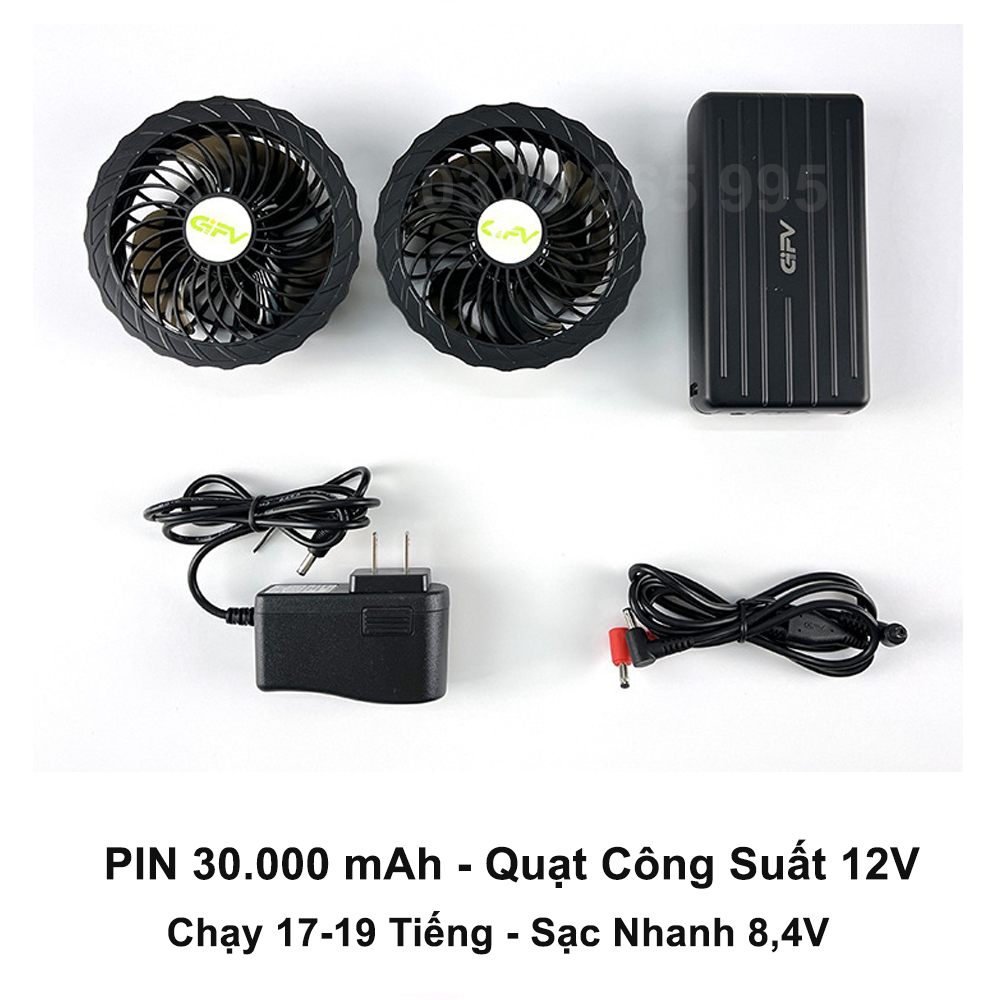 Bộ Phụ Kiện DOKY Nhật Bản Pin 30.000mAh Quạt 12V Siêu Mạnh Sử Dụng Cho Áo Điều Hoà Làm Mát