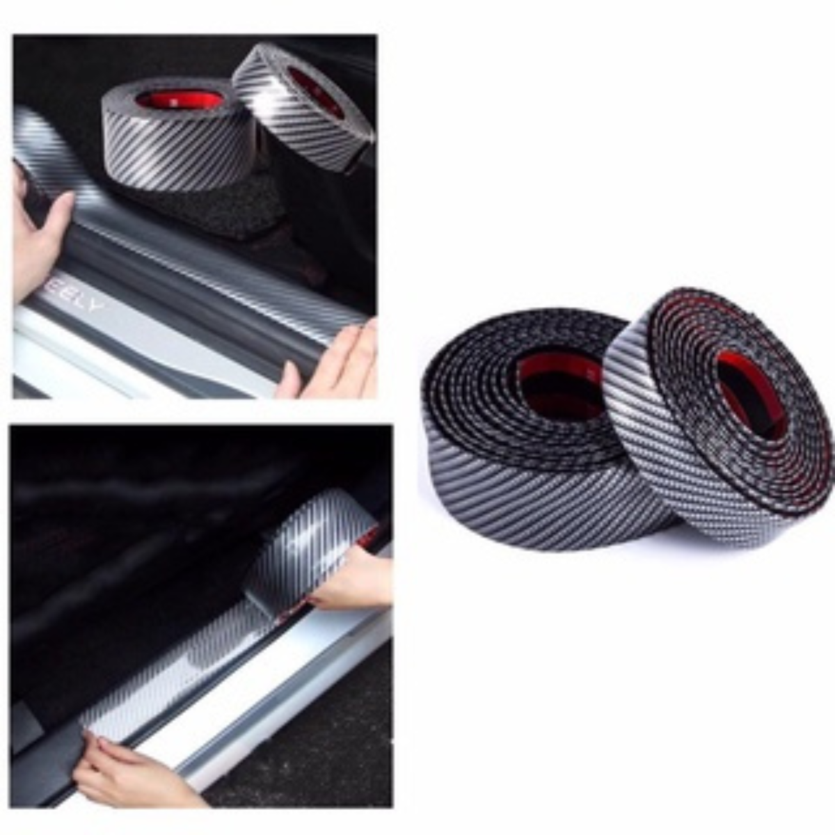 Nẹp cacbon chống xước bậc lên xuống cửa ô tô cao cấp bản rộng 3cm - 7cm cuộn dài 4m