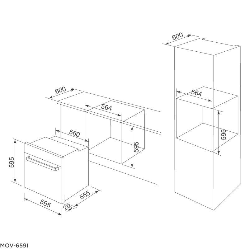 Lò Nướng Âm Tủ Malloca MOV-659I - 9 Chức Năng - Dung Tích 70L - Hàng Chính Hãng