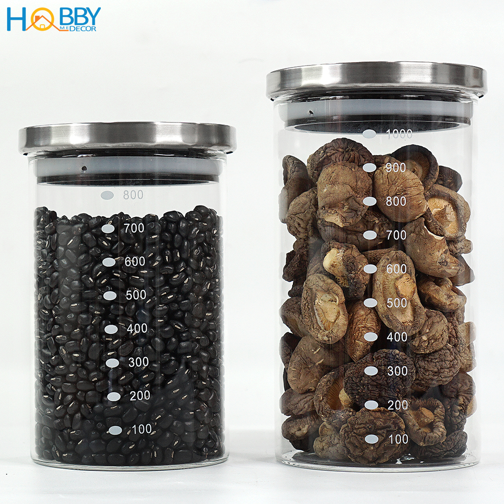 Hủ thủy tinh nắp Inox 304 kín ron HOBBY Home Decor TTI - dung tích 800 hoặc 1000ml tùy chọn