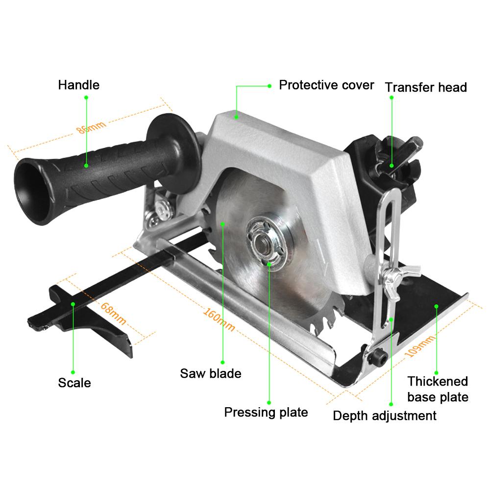 : Electric Drill Modified Tool Attachment Electric Drill to Electric Circular Saws Angle Grinder 2 in 1 Modified Accessories Set Home DIY Conversion Attachment