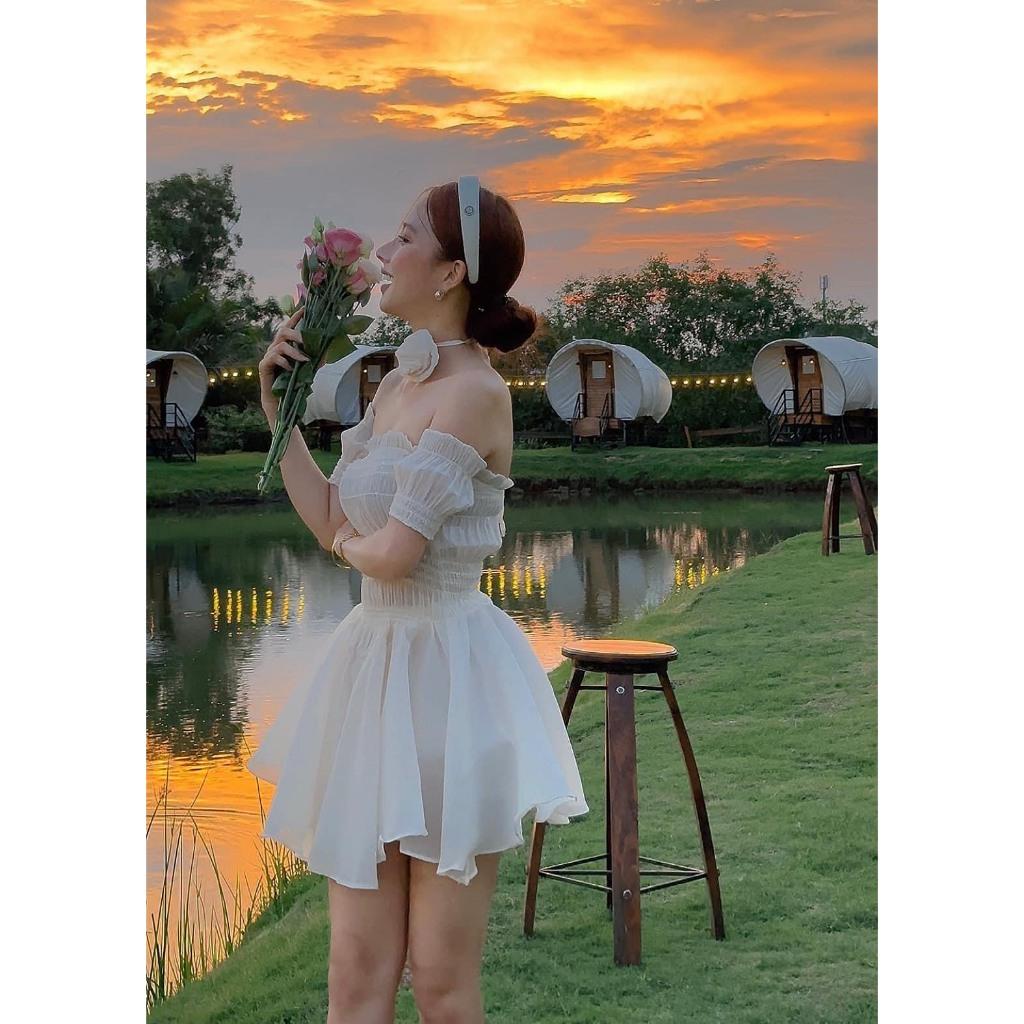 Đầm tiểu thư, Đầm babydoll nhún eo xòe chất tơ cực đẹp Trendy Clothing
