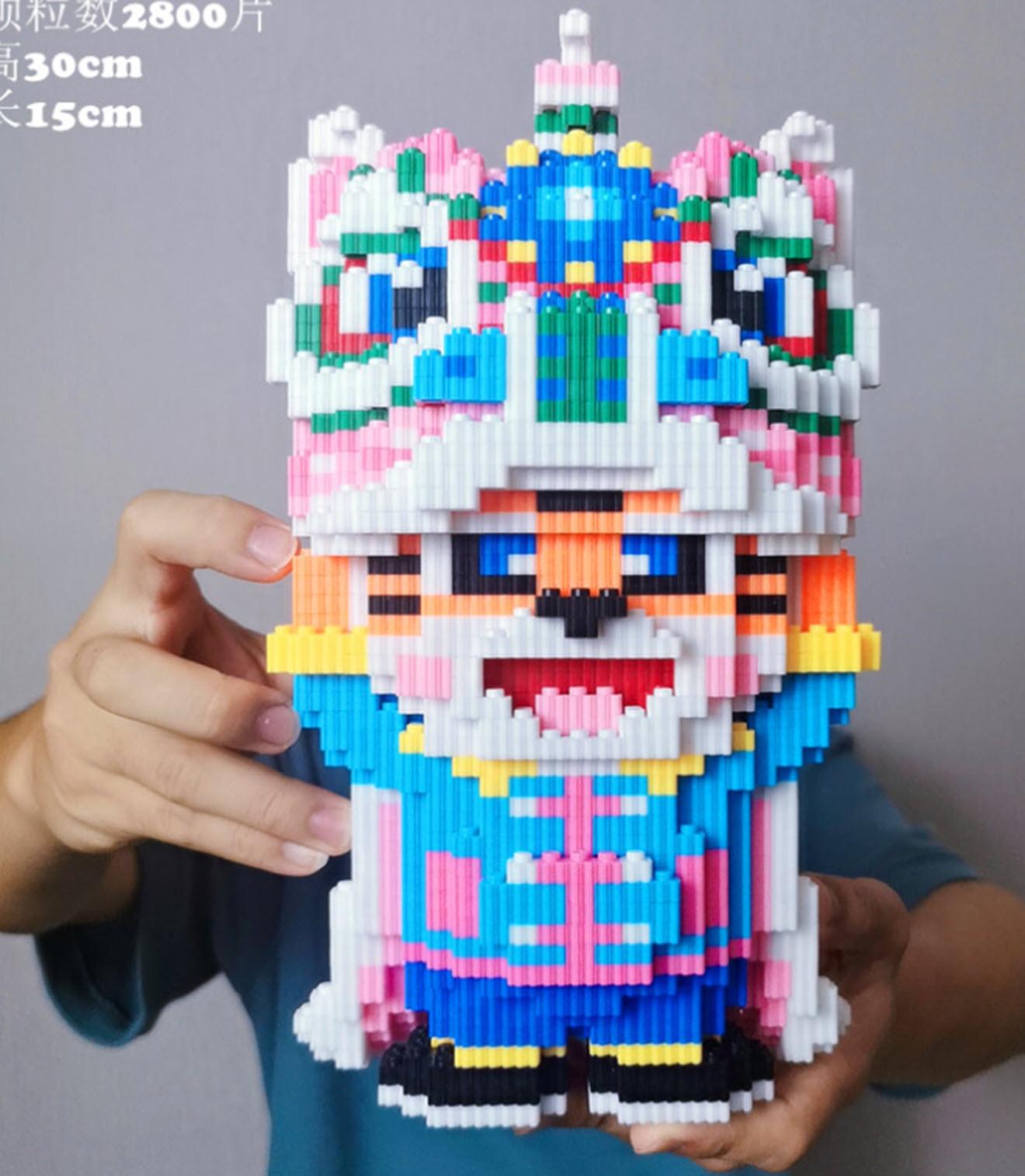 Đồ chơi xếp hình trẻ em hình chú hổ múa lân dễ thương Xinh xắn đẹp