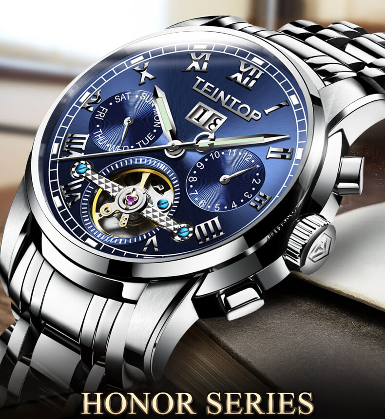 Đồng hồ nam chính hãng Teintop T7795-3 Fullbox, Kính sapphire ,chống xước,chống nước,mặt trắng vỏ vàng hồng ,thép không gỉ 316L, máy cơ , Mới 100%,Bảo hành 12 tháng,thiết kế đơn giản,sang trọng và lịch lãm