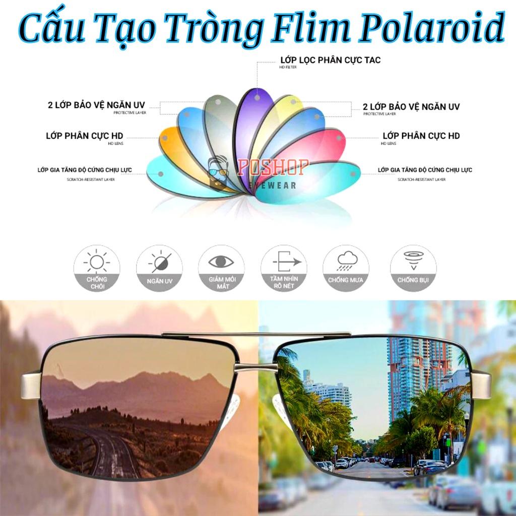 Mắt kính mát đổi màu nam nữ POSHOP tròng phân cực Polaroid chống chói đi đêm và nắng nhẹ chống tia cực tím uv thời trang