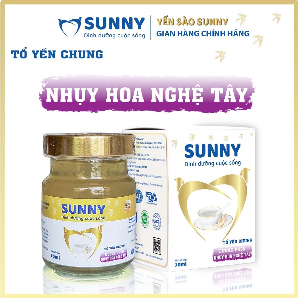 [12 hũ] Yến nhụy hoa nghệ tây - Yến Sào Khánh Hòa chưng sẳn - 25% Yến thô - 70ml/hũ - Yến sào SUNNY