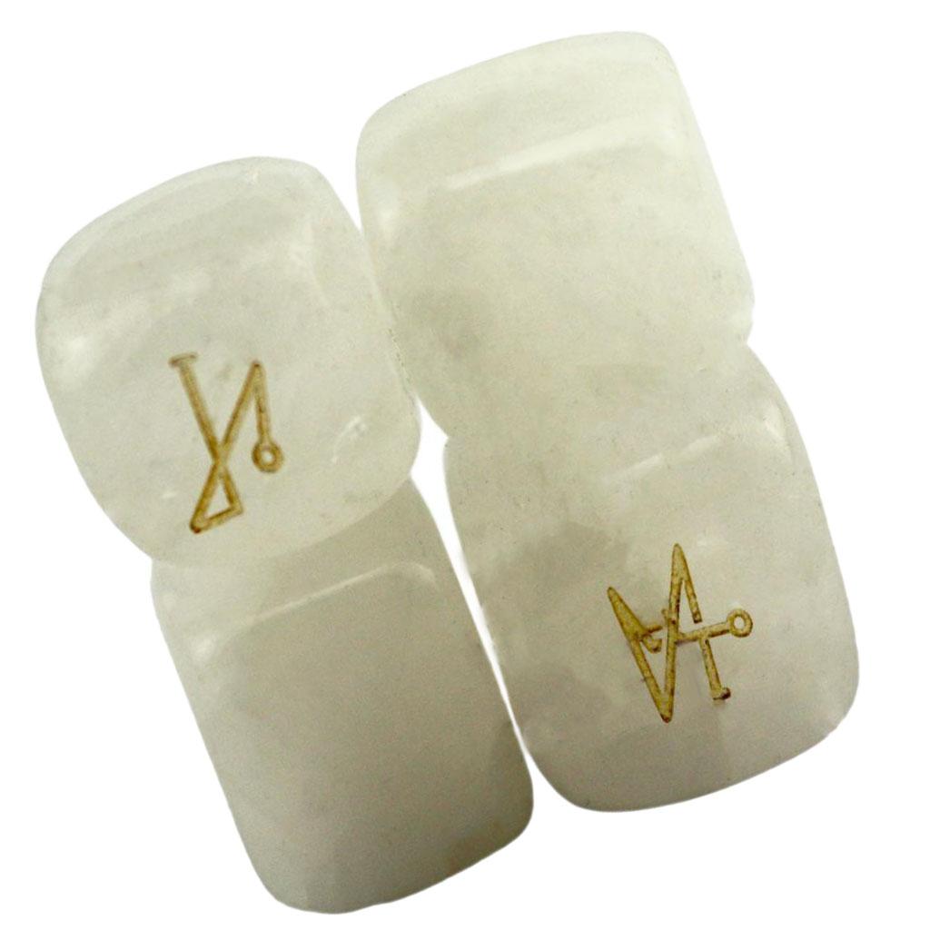 Natural Crystal Stone Engraved 4 Angel Symbols Palm Stone