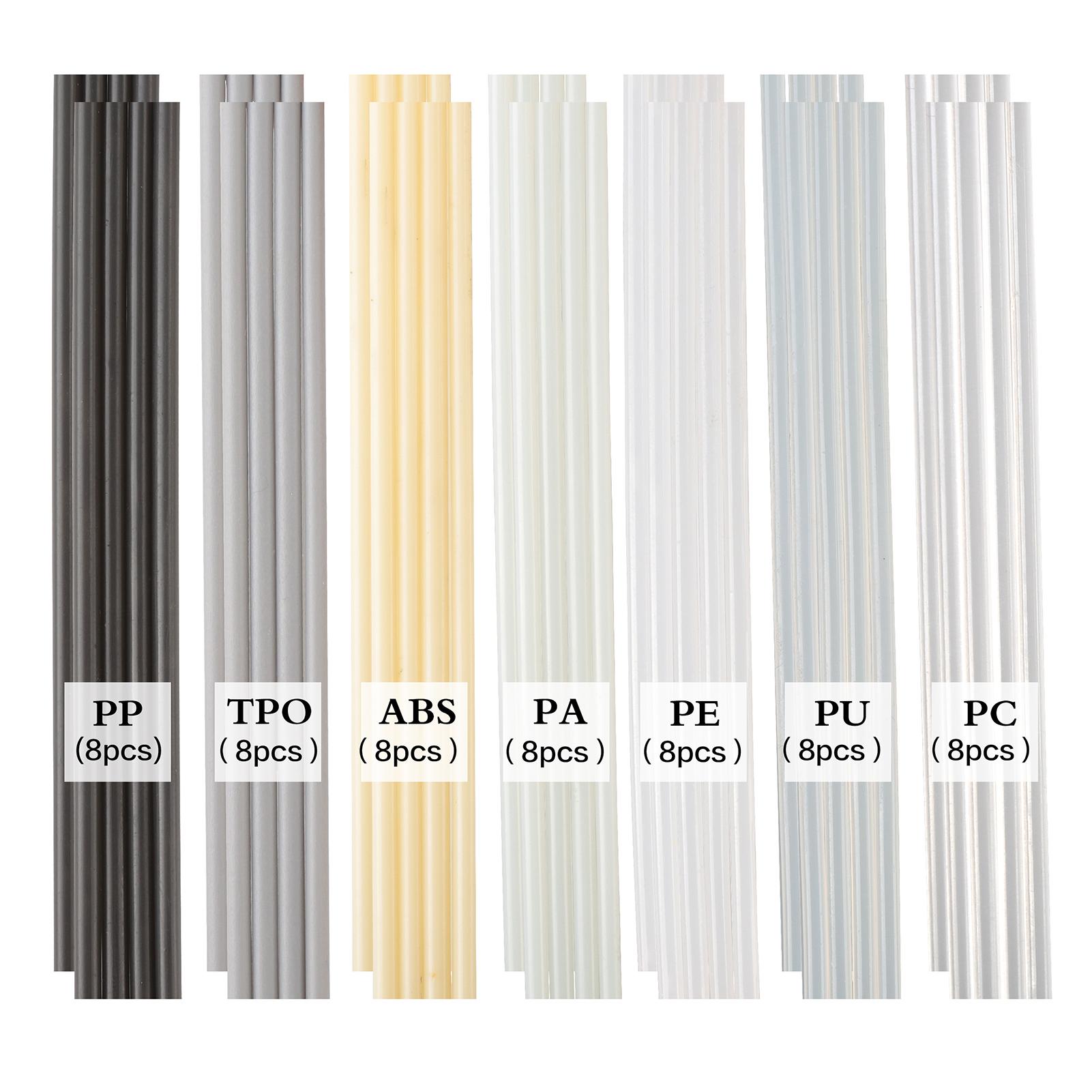 56PCS 7 Types of Plastic Welding Rods,Plastic Welding Kit for Car bumper, Kayaks,plastic welder gun