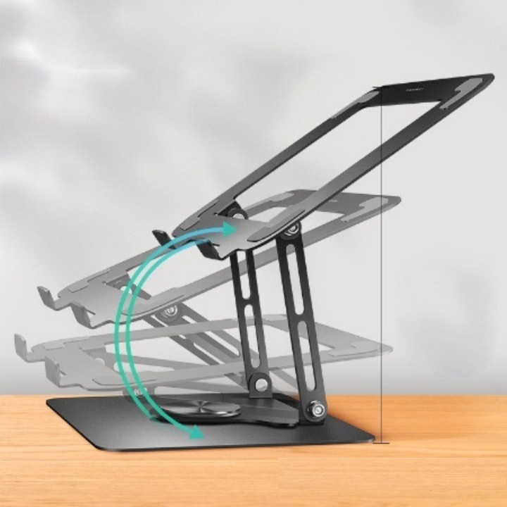 Giá đỡ laptop, máy tính T16 bằng nhôm có thể điều chỉnh được độ cao, xoay 360 độ tiện lợi - Hàng chính hãng