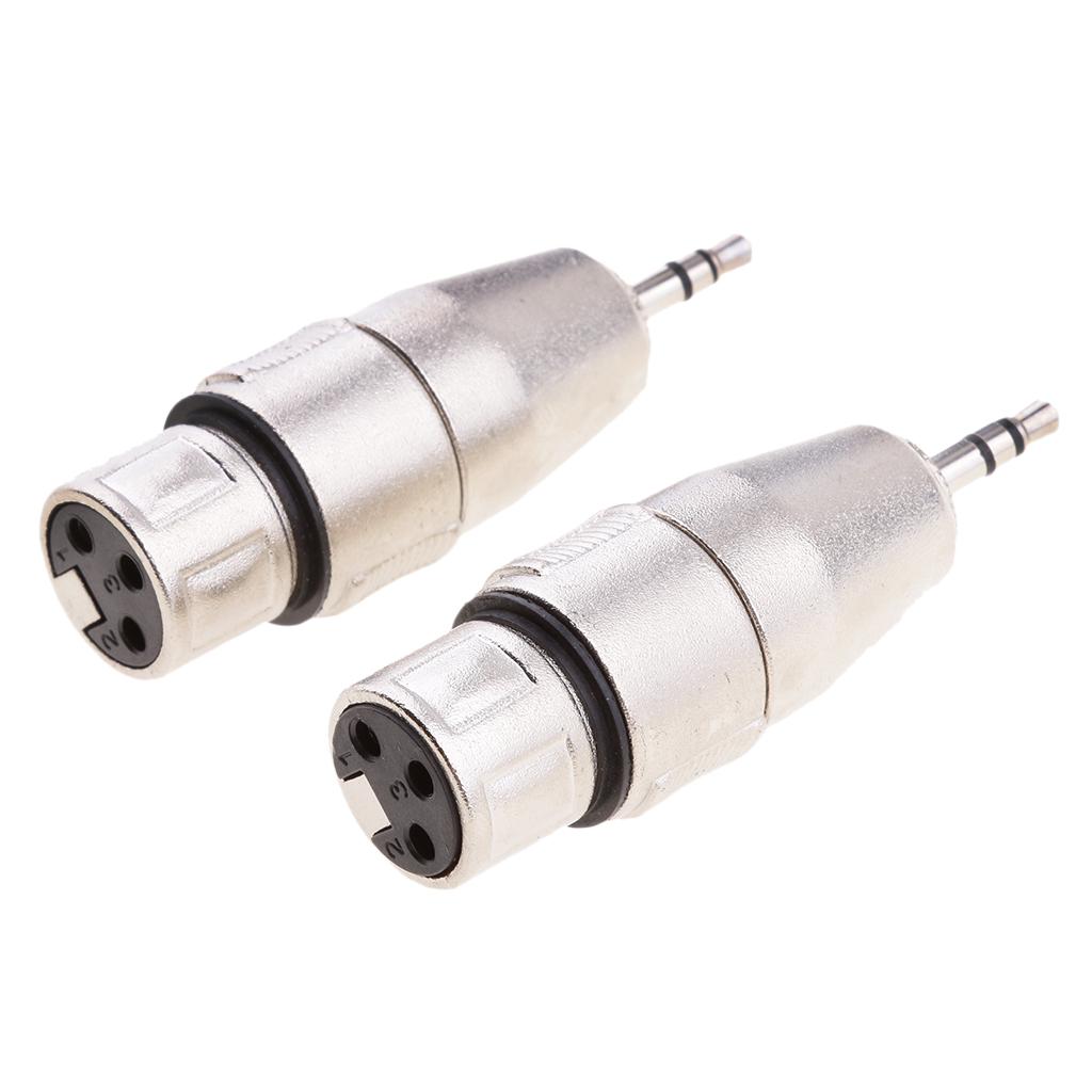2 Pieces 3.5mm Jack Male Microphone Adapter to 3-pin XLR Male Connector for Camcorders, Recorders, & Mixers