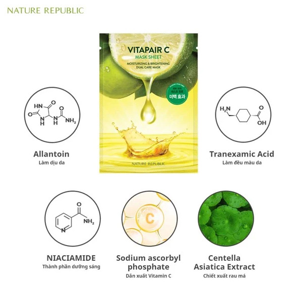 Mặt Nạ Giấy Dưỡng Sáng Da Xỉn Màu Nature Republic Vitapair C Mask Sheet 25ml