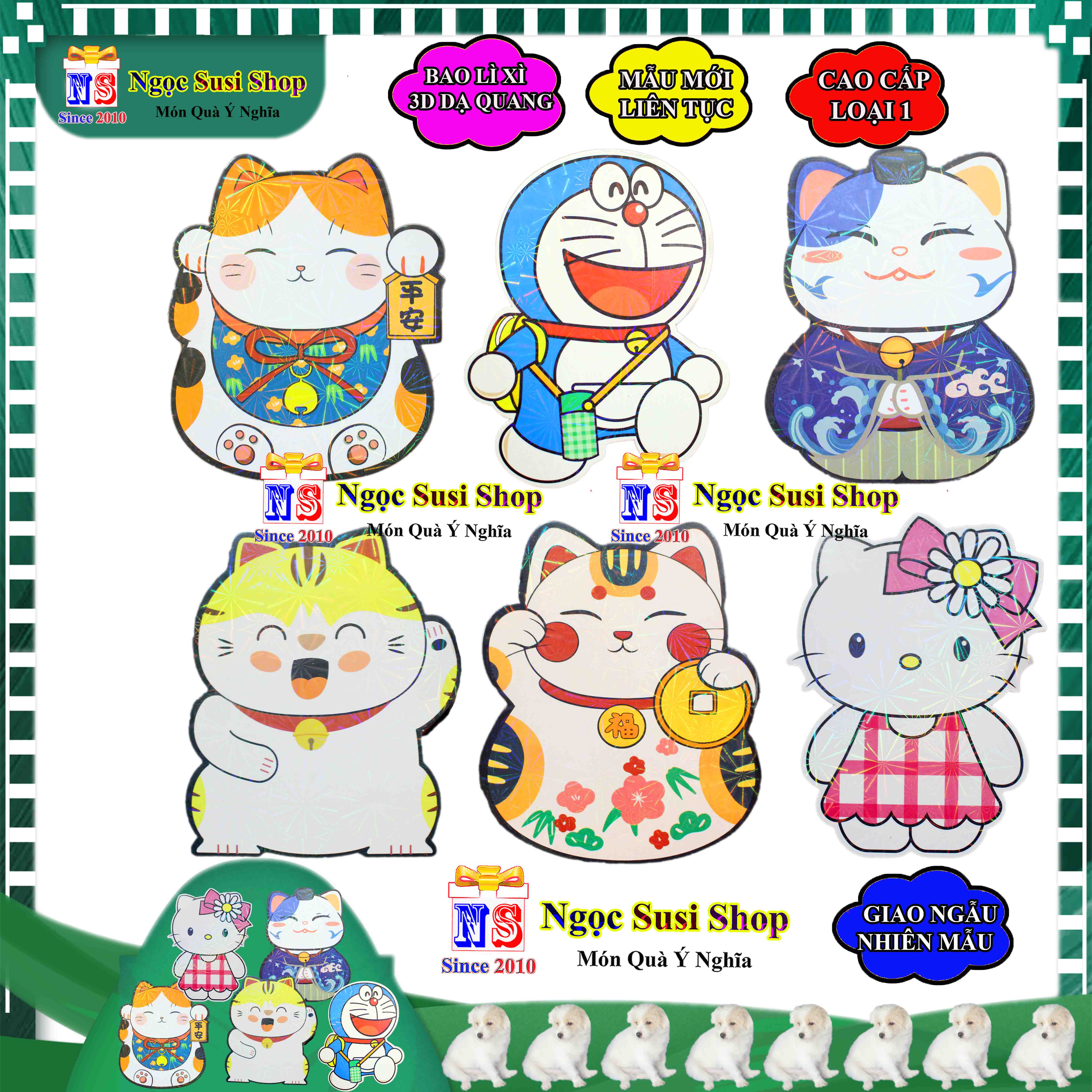 1-10 BAO LÌ XÌ 3D HÌNH THÚ CAO CẤP DẠ QUANG CHIẾU LẤP LÁNH - BAO LÌ XÌ CHO BÉ SIÊU CƯNG