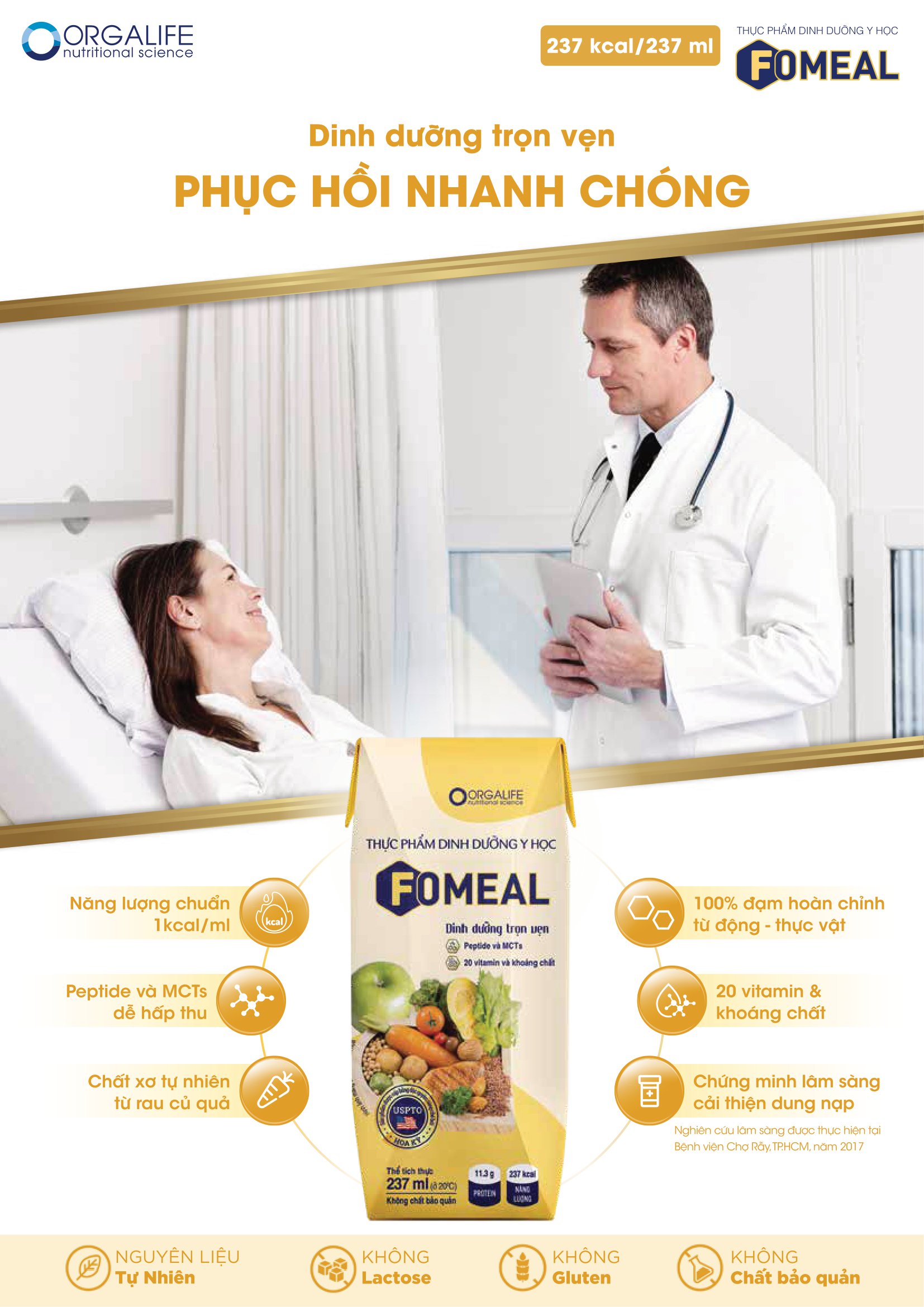 Thùng 30 hộp thực phẩm Formeal dinh dưỡng y học (dạng lỏng)  - Thay thế bữa ăn, dễ hấp thu -  dành cho người bệnh - Orgalife