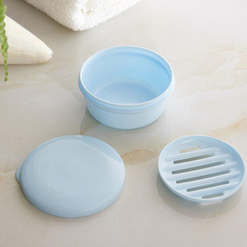 Soap Box Creative Travel Sealed Soap Holder Portable Round Handmade Soap Rack Double Layer Plastic Bathroom Soap Box
