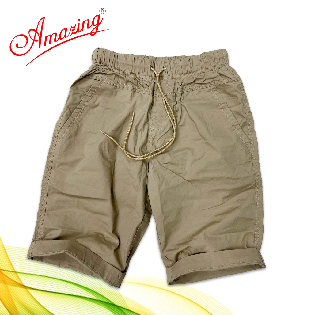 Quần nam lửng, lưng thun kaki Amazing, sọt lưng thun nam dáng thể thao unisex, quần đùi có dây rút