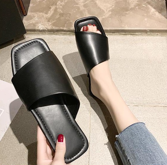 Dép nữ đế bệt D4 thời trang mũi vuông đế bệt