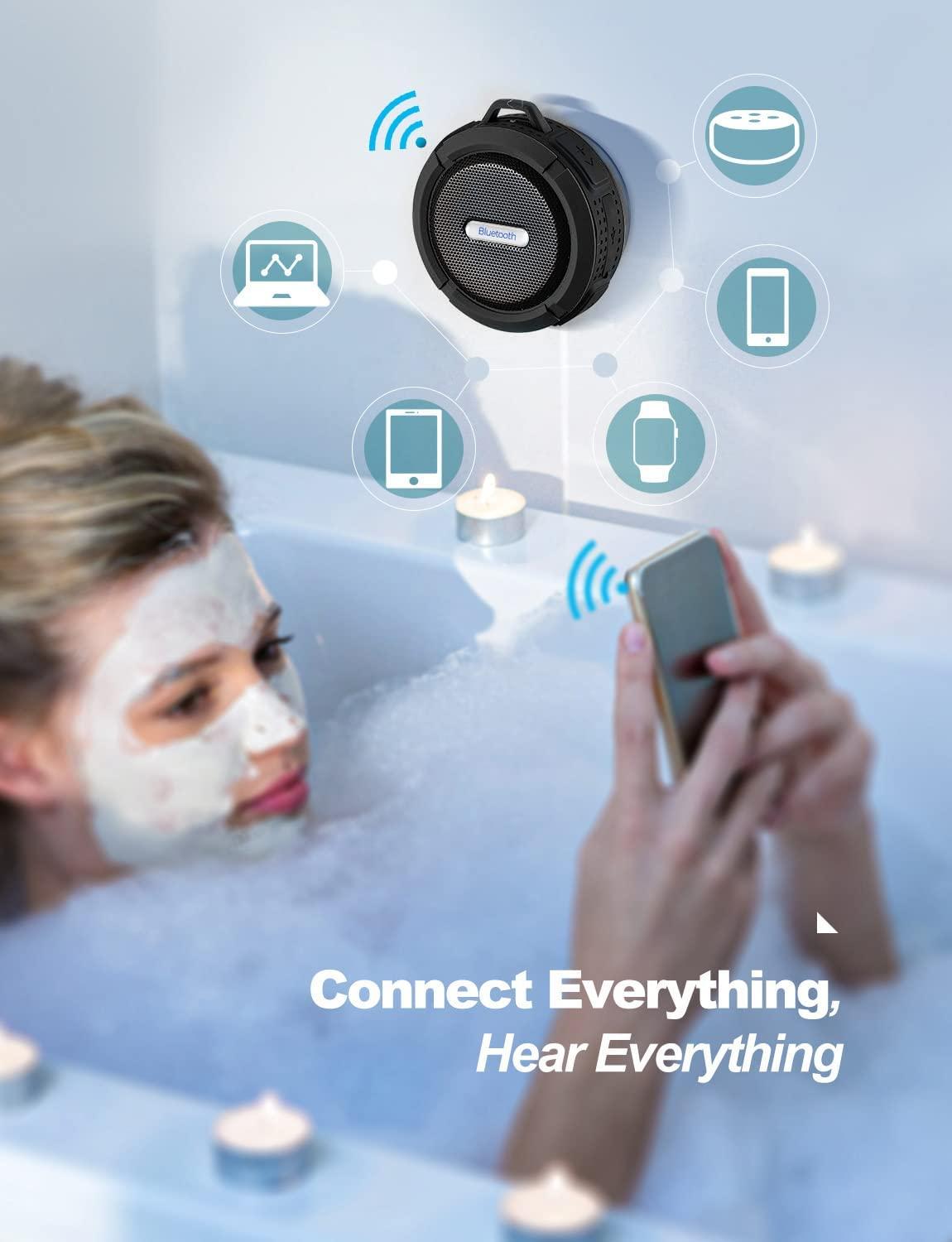 Loa bluetooth tắm chống thấm nước BT5.0 âm thanh không dây trong suốt với micro và cốc hút