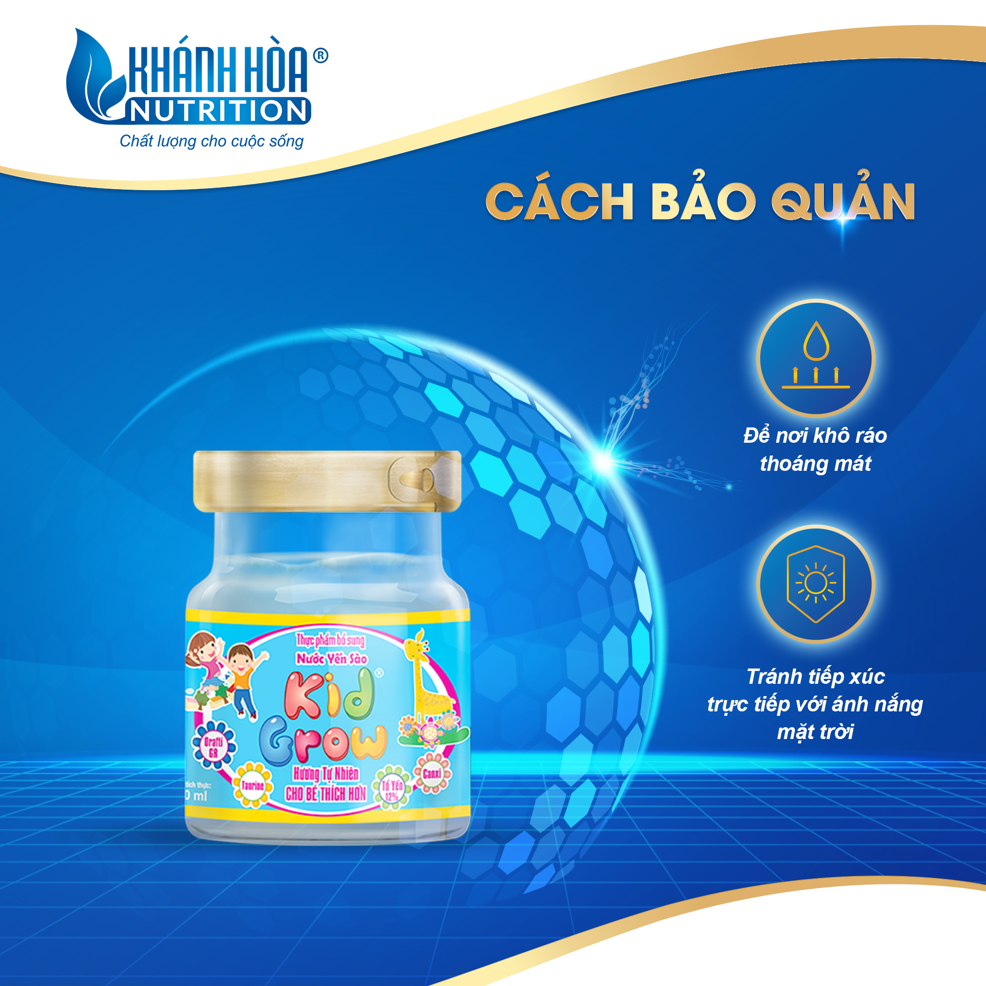 Nước Yến Sào KIDGROW 12% Tổ Yến Hương Cam/Dâu/Tự Nhiên - Khánh Hòa Nutrition - 6 Lọ x 70 ML