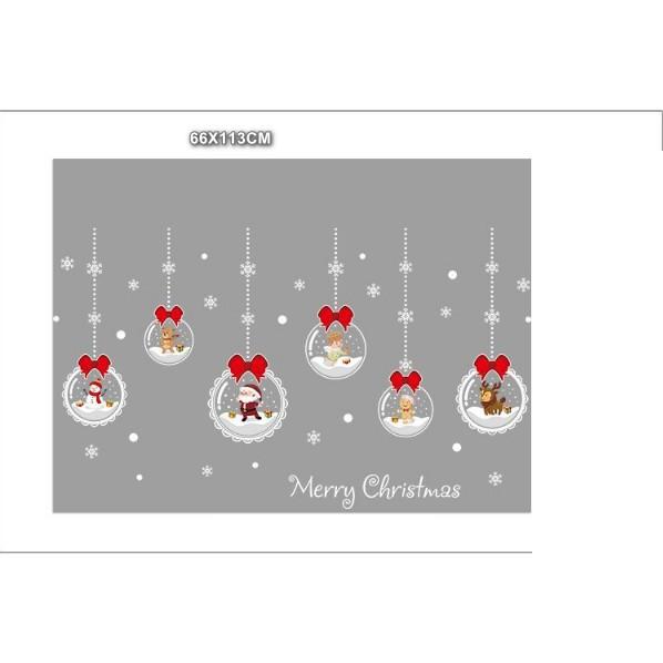 Decal trang trí tường Noel - Rèm Cầu Pha Lê Nơ Đỏ
