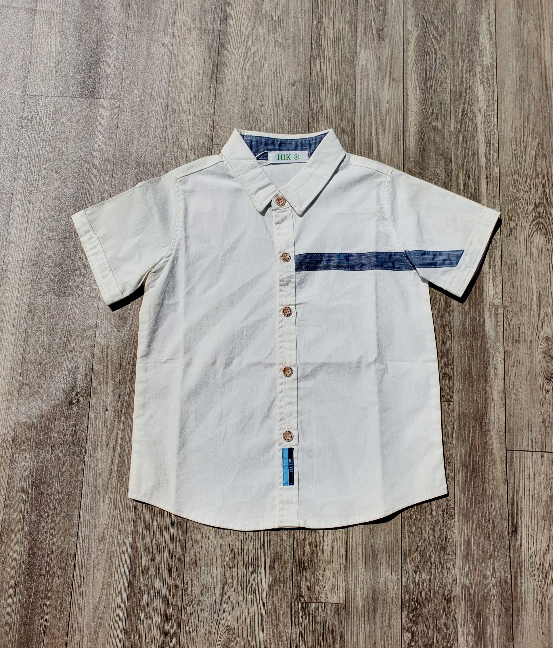 Áo sơ mi trắng cho bé trai phong cách Hàn Quốc size 14-20kg chất cotton mềm mát
