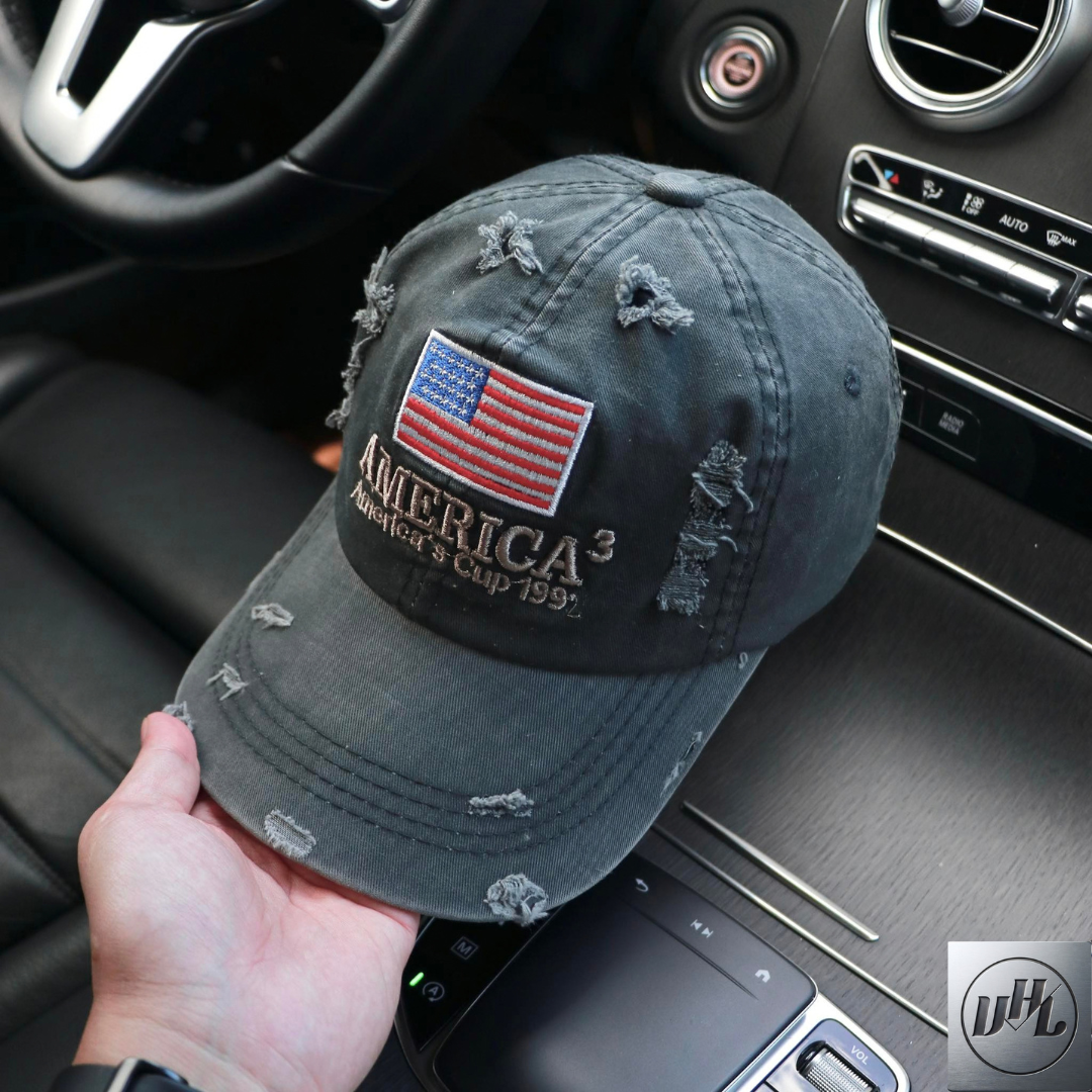 Nón kết, mũ lưỡi trai American3 phối vải jeans rách form chuẩn siêu đẹp (Ảnh thật)
