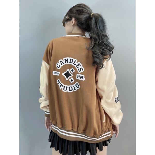 Áo khoác bomber nam nữ nỉ bông dày dặn hàng quảng châu form rộng unisex khoác nỉ CS CANDLES - AK3424